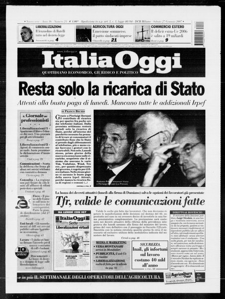 Italia oggi : quotidiano di economia finanza e politica